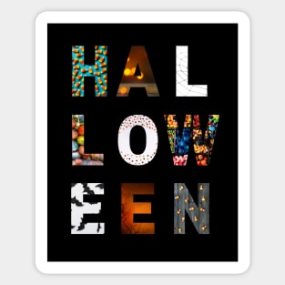 HALLOWEEN Scary Spooky Letters with traditional holiday imagery Sticker